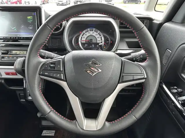 スズキ スペーシア カスタム HYBRID XS 兵庫県 2018(平30)年 4.8万km ピュアホワイトP 純正ディーラーOP８インチナビ/Bluetooth/フルセグ/CD/DVD/全方位カメラ/ステアリングスイッチ/両側パワースライドドア/ETC/ドライブレコーダー/革巻きステアリング/純正ドアバイザー/ヘッドアップディスプレイ