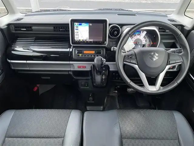 スズキ スペーシア カスタム HYBRID XS 島根県 2018(平30)年 7.2万km ピュアホワイトパール/ブラック2トーン 純正８インチナビ・フルセグ　/ＤＶＤ再生・Ｂｌｕｅｔｏｏｔｈ　/全方位/バック/サイドカメラ　/ドライブレコーダー　/ヘッドアップディスプレイ/両側パワースライド　/衝突軽減ブレーキ/レーンアシスト　/ハーフレザーシート/前席シートヒーター　/純正LEDライト/純正フロアマット/純正アルミホイール/盗難防止装置