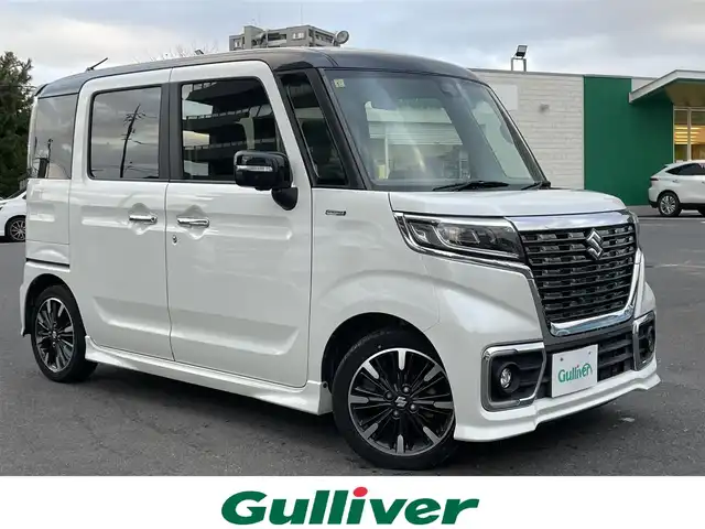 スズキ スペーシア カスタム HYBRID XS 島根県 2018(平30)年 7.2万km ピュアホワイトパール/ブラック2トーン 純正８インチナビ・フルセグ　/ＤＶＤ再生・Ｂｌｕｅｔｏｏｔｈ　/全方位/バック/サイドカメラ　/ドライブレコーダー　/ヘッドアップディスプレイ/両側パワースライド　/衝突軽減ブレーキ/レーンアシスト　/ハーフレザーシート/前席シートヒーター　/純正LEDライト/純正フロアマット/純正アルミホイール/盗難防止装置