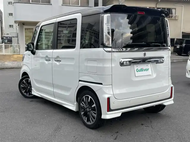 スズキ スペーシア カスタム HYBRID XS 島根県 2018(平30)年 7.2万km ピュアホワイトパール/ブラック2トーン 純正８インチナビ・フルセグ　/ＤＶＤ再生・Ｂｌｕｅｔｏｏｔｈ　/全方位/バック/サイドカメラ　/ドライブレコーダー　/ヘッドアップディスプレイ/両側パワースライド　/衝突軽減ブレーキ/レーンアシスト　/ハーフレザーシート/前席シートヒーター　/純正LEDライト/純正フロアマット/純正アルミホイール/盗難防止装置