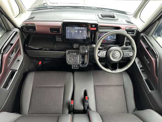 スズキ スペーシア カスタム HYBRID XS 滋賀県 2023(令5)年 0.1千km ブルーイッシュブラックパール3 純正9インチメモリーナビ/【Bluetooth/フルセグTV/CD/DVD//AppleCarPlay/AndroidAuto】/全方位モニター/両側パワースライドドア/スズキセーフティサポート/・デュアルセンサーブレーキサポート２/・誤発進抑制機能/・低速時ブレーキサポート/・車線逸脱警報機能/・車線維持支援機能/・アダプティブクルーズコントロール/・標識認識機能/・車線逸脱抑制機能/・ふらつき警報機能/・発進お知らせ機能/・ハイビームアシスト/LEDヘッドランプ/ヘッドアップディスプレイ/ハーフレザー/シートヒーター/ステアリングヒーター/オットマン