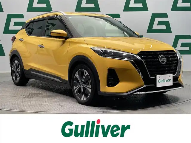 日産 キックス X 鹿児島県 2021(令3)年 4.8万km サンライトイエロー 禁煙車/純正ナビ/(フルセグTV/Bluetooth/DVD/CD)/アラウンドビューモニター/インテリジェントルームミラー/インテリジェントエマージェンシーブレーキ/踏み間違い防止/電動パーキングブレーキ/ブレーキホールド/ステアリングヒーター/ドライブレコーダー/ETC/電動格納ミラー/純正アルミホイール/純正フロアマット