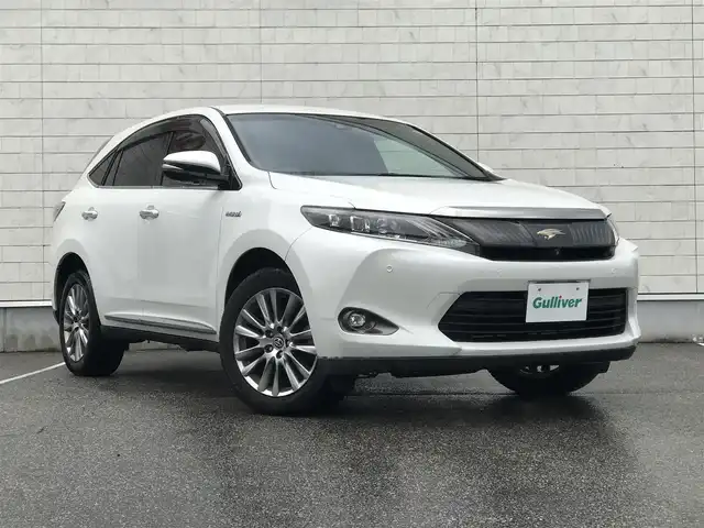 トヨタ ハリアー ハイブリッド プレミアム アドバンスドP 富山県 2014(平26)年 7.5万km ホワイトパールクリスタルシャイン JBLサウンド/純正ナビ/フルセグTV/Bluetooth/全周囲カメラ/プリクラッシュセーフティ/クリアランスソナー/コーナーセンサー/レーダークルーズコントロール/ハーフレザーシート/パワーシート/電動リアゲート/プッシュスタート/スマートキー/スペアキー/ETC