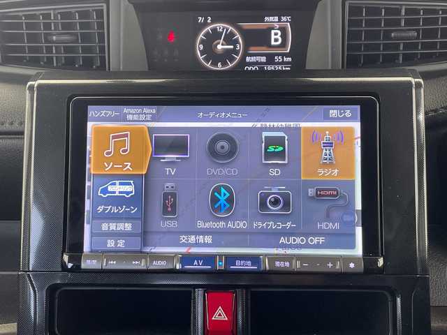 ダイハツ トール G 栃木県 2023(令5)年 2万km ブラックマイカメタリック 純正9インチナビ/（CD/DVD/HDMI/フルセグTV/SD/USB/Bluetooth）/バックカメラ/全方位カメラ/前方ドラレコ/両側パワースライドドア/オートライト/LEDヘッドライト/横滑り防止装置/スマートキー/プッシュスタート/アイドリングストップ/電動格納ミラー/純正フロアマット