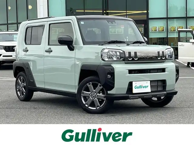 ダイハツ タフト G ダーククロムベンチャー 奈良県 2025(令7)年 0.4万km セラミックグリーンM Panasonicナビ(CN-HE02WD)/（フルセグ/BT/CD/DVD)/スカイフィールトップ/レーダークルーズコントロール/全方位モニター/前後コーナーセンサー/衝突軽減システム/レーンキープアシスト/前席シートヒーター/オートライト/電動格納ミラー/純正15インチＡＷ/保証書/取り扱い説明書/スペアキーＸ１