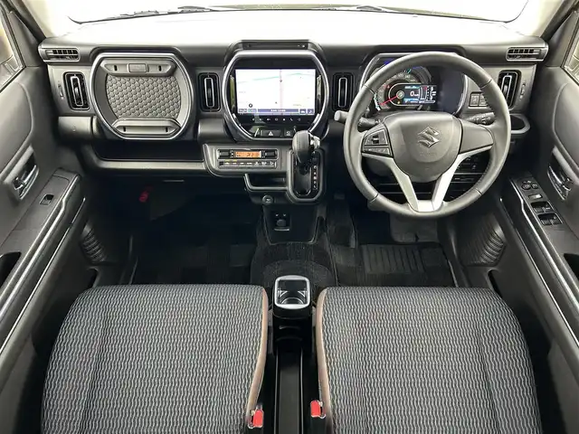スズキ ハスラー Jスタイル 滋賀県 2021(令3)年 5万km シフォンアイボリーメタリック/ガンメタリック2トーン 9インチ純正ナビ/（FM/AM/CD/DVD/フルセグ/Bluetooth）/ETC/ドライブレコーダー/全方位モニター/バックカメラ/デュアルカメラブレーキサポート/レーンキープアシスト	/コーナー・バックセンサー（ソナー）	/標識検知機能	/運転席・助手席シートヒーター/ルーフレール/電動格納ミラー/アイドリングストップ/革巻きステアリング/ステアリングスイッチ/オートライト/LEDヘッドライト/フロントフォグ/フルオートエアコン/プッシュスタート/スマートキー/スペアキー/純正フロアマット/ドアバイザー