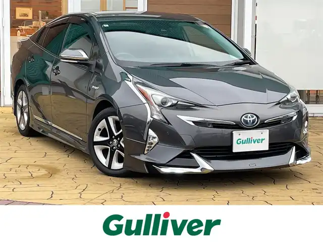 トヨタ プリウス A プレミアム　ツーリングセレ 宮崎県 2018(平30)年 7.5万km グレーメタリック モデリスタエアロパーツ/トヨタセーフティセンス/本革シート/置くだけ充電/9インチメモリナビ/フルセグテレビ/クルーズコントロール/ETC/LEDライト