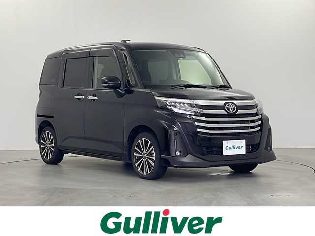 トヨタ ルーミー カスタムG－T 栃木県 2022(令4)年 2.3万km ブラックマイカメタリック メーカー専用ディスプレイオーディオ/（AppleCarPlay/AndroidAuto/AM/FM/フルセグ/BT）/レーダークルーズコントロール/プリクラッシュブレーキ/車線逸脱警報/横滑り防止/両側パワースライドドア/前席シートヒーター/ETC/マルチインフォメーションディスプレイ/バックカメラ/サイドカメラ/フロントカメラ/全周囲カメラ/純正アルミホイール/純正フロアマット/プッシュスタート/スマートキー