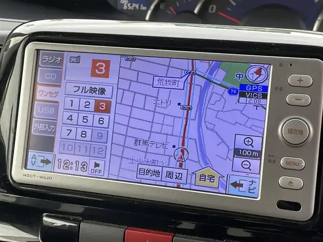 ダイハツ タント カスタム X 群馬県 2012(平24)年 6.6万km ミスティックレッドクリスタルメタリック 純正SDナビ/　　ワンセグ/CD/FM/AM/バックカメラ/左パワースライドドア/HIDヘッドライト/フォグランプ/本革巻きステアリング/スマートキー/電動格納ウィンカーミラー/純正フロアマット/純正14AW/ETC