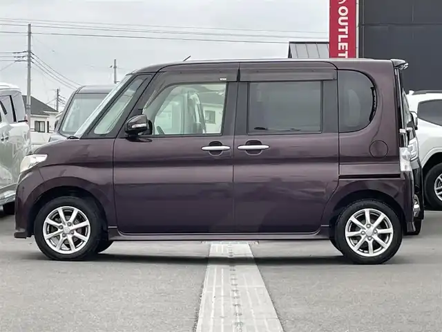 ダイハツ タント カスタム X 群馬県 2012(平24)年 6.6万km ミスティックレッドクリスタルメタリック 純正SDナビ/　　ワンセグ/CD/FM/AM/バックカメラ/左パワースライドドア/HIDヘッドライト/フォグランプ/本革巻きステアリング/スマートキー/電動格納ウィンカーミラー/純正フロアマット/純正14AW/ETC
