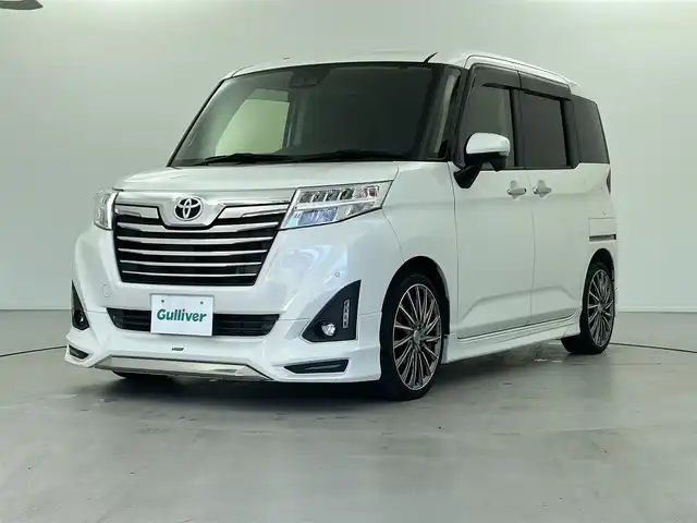 トヨタ ルーミー カスタムG－T 福井県 2018(平30)年 5万km パールホワイトⅢ モデリスタエアロ/9インチナビ/(フルセグTV/BT/CD/DVD)/バックカメラ/衝突被害軽減システム/コーナーセンサー/クルーズコントロール/両側パワースライドドア/横滑り防止装置/LEDヘッドライト/フォグランプ/オートライト/電動格納ミラー/プッシュスタート/スマートキー