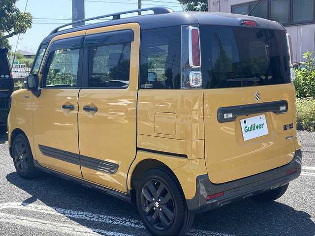 スズキ スペーシア ギア HYBRID XZターボ 千葉県 2023(令5)年 0.5万km アクティブイエロー/ガンメタリック2トーン メーカーナビ 全方位カメラ 両側パワスラ フルセグ BT ビルトインETC レーダークルーズ シートヒーター ドラレコ USB パドルシフト HUD LEDライト オートライト ルーフレール ターボ