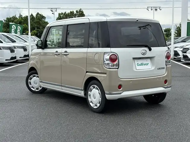 ダイハツ ムーヴ キャンバス G メイクアップ リミテッド　SAⅢ 奈良県 2022(令4)年 4.3万km パールホワイトⅢ/ナチュラルベージュマイカメタリック 2トーン 社外メモリーナビ/DVD/Bluetooth/バックカメラ/パノラミックビューモニター/両側パワースライドドア/スマートアシスト/衝突被害軽減ブレーキ/車線逸脱警報/誤発進抑制機能/先行車発進告知/オートマチックハイビーム/LEDヘッドライト/ETC/スマートキー/保証書/取説/禁煙車