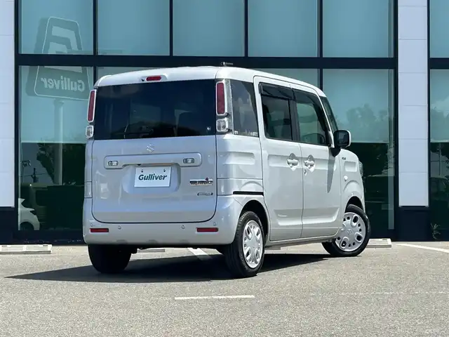 スズキ スペーシア HYBRID X 和歌山県 2022(令4)年 3.7万km シルキーシルバーメタリック 純正9インチナビ/フルセグTV/Bluetooth/CD/DVD/USB/全周囲カメラ/衝突軽減カメラ/車線逸脱防止機能/コーナーセンサー/両側パワースライドドア/後席サーキュレーター/後席サンシェード/運転席シートヒーター/ステアリングスイッチ/アイドリングストップ/オートライト/ヘッドライトレベライザー/ドアバイザー/フルオートエアコン/電動格納ミラー/プッシュスタート/スマートキー