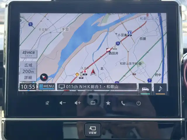スズキ スペーシア HYBRID X 和歌山県 2022(令4)年 3.7万km シルキーシルバーメタリック 純正9インチナビ/フルセグTV/Bluetooth/CD/DVD/USB/全周囲カメラ/衝突軽減カメラ/車線逸脱防止機能/コーナーセンサー/両側パワースライドドア/後席サーキュレーター/後席サンシェード/運転席シートヒーター/ステアリングスイッチ/アイドリングストップ/オートライト/ヘッドライトレベライザー/ドアバイザー/フルオートエアコン/電動格納ミラー/プッシュスタート/スマートキー
