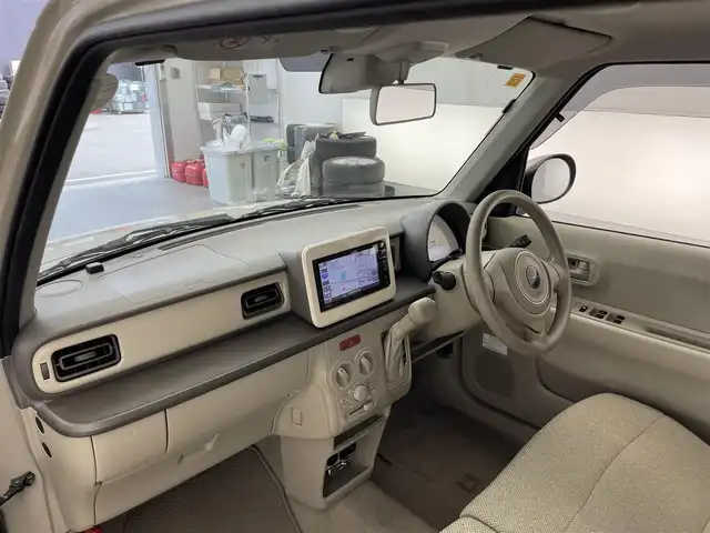 スズキ ラパン G 滋賀県 2016(平28)年 4.9万km フォーンベージュM 純正7インチナビ/【Bluetooth/CD/DVD/フルセグTV/USB】/衝突軽減ブレーキ/MTモード付AT/プッシュスタート/スマートキー/ABS/横滑り防止装置