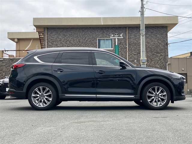 マツダ ＣＸ－８ XD Lパッケージ 静岡県 2018(平30)年 5.2万km ジェットブラックマイカ エンジンスタートボタン/保証書/取扱説明書/パワーステアリング/パワーウィンドウ/アイドリングスストップ/ターボ/ダブルオートエアコン/スマートキー/スペアキー１本/クルーズコントロール/全方位カメラ/USB入力端子/純正 ETC/純正 SDナビ（BT接続、CDチェンジャー、 DVD再生機能、AUX)/後席用モニター/３列シート/電動リアゲート/純正フロアマット/D+N席パワーシート/D+N席シートヒーター/レザーシート/純正アルミホイール/純正フロアマット/ルーフレール/ABS/横滑り防止装置/レーンキープアシスト/オートライト/オートマチックハイビーム/コーナーセンサー/ LEDヘッドライト/W+サイドエアバック/衝突軽減システム