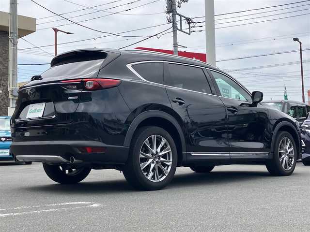 マツダ ＣＸ－８ XD Lパッケージ 静岡県 2018(平30)年 5.2万km ジェットブラックマイカ エンジンスタートボタン/保証書/取扱説明書/パワーステアリング/パワーウィンドウ/アイドリングスストップ/ターボ/ダブルオートエアコン/スマートキー/スペアキー１本/クルーズコントロール/全方位カメラ/USB入力端子/純正 ETC/純正 SDナビ（BT接続、CDチェンジャー、 DVD再生機能、AUX)/後席用モニター/３列シート/電動リアゲート/純正フロアマット/D+N席パワーシート/D+N席シートヒーター/レザーシート/純正アルミホイール/純正フロアマット/ルーフレール/ABS/横滑り防止装置/レーンキープアシスト/オートライト/オートマチックハイビーム/コーナーセンサー/ LEDヘッドライト/W+サイドエアバック/衝突軽減システム