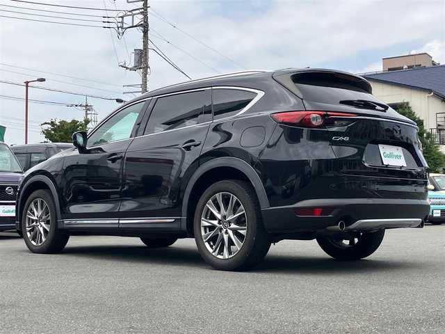 マツダ ＣＸ－８ XD Lパッケージ 静岡県 2018(平30)年 5.2万km ジェットブラックマイカ エンジンスタートボタン/保証書/取扱説明書/パワーステアリング/パワーウィンドウ/アイドリングスストップ/ターボ/ダブルオートエアコン/スマートキー/スペアキー１本/クルーズコントロール/全方位カメラ/USB入力端子/純正 ETC/純正 SDナビ（BT接続、CDチェンジャー、 DVD再生機能、AUX)/後席用モニター/３列シート/電動リアゲート/純正フロアマット/D+N席パワーシート/D+N席シートヒーター/レザーシート/純正アルミホイール/純正フロアマット/ルーフレール/ABS/横滑り防止装置/レーンキープアシスト/オートライト/オートマチックハイビーム/コーナーセンサー/ LEDヘッドライト/W+サイドエアバック/衝突軽減システム