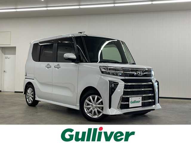 ダイハツ タント カスタム RS 長崎県 2023(令5)年 0.8万km シャイニングホワイトパール 登録時走行7728km/ワンオーナー/スマートアシスト/・衝突回避支援ブレーキ機能/・衝突警報機能/・ブレーキ制御付誤発進抑制機能/・車線逸脱警報機能/・車線逸脱抑制制御機能/・路側逸脱警報機能/・ふらつき警報/・先行車発進お知らせ機能/・標識認識機能（進入禁止/最高速度/一時停止）/・アダプティブドライビングビーム/・コーナーセンサー/スマートパノラマパーキングパック/・スマートパノラマパーキングアシスト（フロント/サイド/バックカメラ）/・ドアミラーヒーター/・助手席側サイドアンダーミラー/・ステアリングスイッチ（駐車支援）/純正ディスプレイオーディオ/フルセグTV/ビルトインETC2.0/ドライブレコーダー/両側パワースライドドア/LEDライト/ハーフレザーシート（合皮）/前席シートヒーター/eco IDLE/メッキフロントグリル（08400-K2379)/保証書・取説/スペアキー