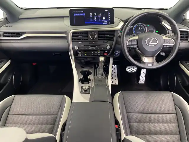 レクサス ＲＸ 450h Fスポーツ 栃木県 2022(令4)年 1.8万km ディープブルーマイカ 4WD/純正ナビ/(フルセグTV・Bluetooth・CD・DVD・USB)/全方位カメラ/バックカメラ/ムーンルーフ/レクサスセーフティシステム+/ ・衝突軽減システム/ ・レーンキープアシスト/ ・オートクルーズコントロール/ ・オートハイビーム/前後コーナーセンサー/ヘッドアップディスプレイ/ブラインドスポットモニター/電動リアゲート　/前席パワーシート/本革シート/前席シートヒーター・シートクーラー/トノカバー/LEDヘッドライト/オートライト/フロントフォグランプ/純正アルミホイール/純正フロアマット/スマートキー/スペアキー1本/禁煙車/取扱説明書/保証書