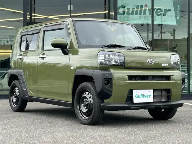 ダイハツ タフト X 鹿児島県 2022(令4)年 2.5万km フォレストカーキメタリック 純正SDナビ　NSZN-W59G/【Bluetooth/フルセグTV/CD/DVD】/スカイフィールトップ/LEDヘッドライト/ドアバイザー/アイドリングストップ/USBポート/スマートキー/ETC/オートエアコン