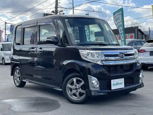 ダイハツ タント カスタム RS SA 長野県 2015(平27)年 4.5万km ブラックマイカメタリック ４WD/ワンオーナー/社外ナビ/・Bluetooth/CD/DVD/TV/社外ETC/純正フロアマット/両側パワースライド/社外14インチAW/LEDオートライト/スマートキー/プッシュスタート/スペアキー/純正ドアバイザー/電格ミラー/保証書/取り扱い説明書