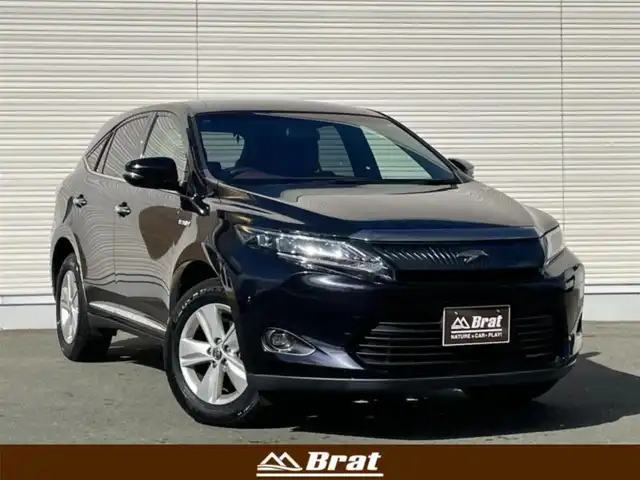 トヨタ ハリアー ハイブリッド エレガンス 岩手県 2014(平26)年 7.5万km スパークリングブラックパールクリスタルシャイン 純正SDナビ/（フルセグTV/CD/DVD/Bluetooth）/バックカメラ/ステアリングリモコン/LEDヘッドライト/フォグライト/ビルドインETC/電動格納ミラー/パワーシート/純正フロアマット/１７インチアルミ