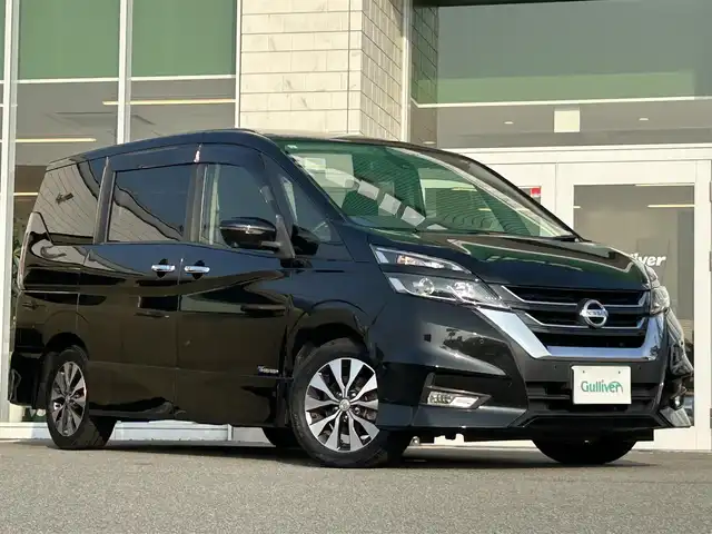 日産 セレナ ハイウェイスター Vセレクション 兵庫県 2017(平29)年 6.9万km ダイヤモンドブラック 社外アルパイン11インチナビ/アラウンドビューモニター/両側パワースライドドア/クルーズコントロール/CD／DVD/Bluetoothオーディオ/ビルトインETC/後席エアコン/パーキングアシスト/LEDヘッドライト/USB端子/純正アルミホイール/スマートキー