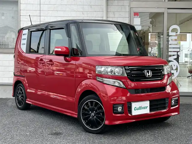 ホンダ Ｎ ＢＯＸ カスタム G ターボ Lパッケージ 埼玉県 2016(平28)年 5.4万km ミラノレッド 1オーナー/純正ナビ/純正フリップダウンモニター/フルセグ・CD・DVD・BT/バックカメラ/クルコン/パドルシフト/電格ミラー/ETC/両側パワースライドドア/スマートキー2本/保証書/取扱説明書