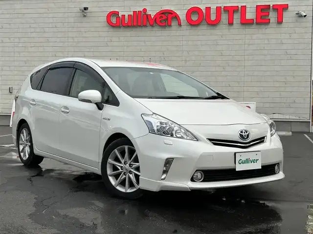 トヨタ プリウス α S ツーリングセレクション 長野県 2012(平24)年 6.4万km ホワイトパールクリスタルシャイン バックカメラ/社外HDDナビ/iPod/AUX/Bluetooth接続/CD/DVD/AM/FM/ビルトインETC/フルフラットシート/純正アルミホイール/オートライト/カーテンエアバック/エンジンスタートボタン/スペアキー(1本)