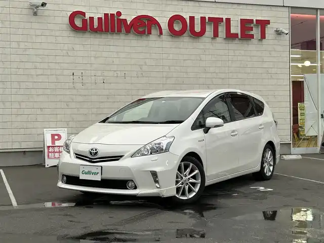 トヨタ プリウス α S ツーリングセレクション 長野県 2012(平24)年 6.4万km ホワイトパールクリスタルシャイン バックカメラ/社外HDDナビ/iPod/AUX/Bluetooth接続/CD/DVD/AM/FM/ビルトインETC/フルフラットシート/純正アルミホイール/オートライト/カーテンエアバック/エンジンスタートボタン/スペアキー(1本)