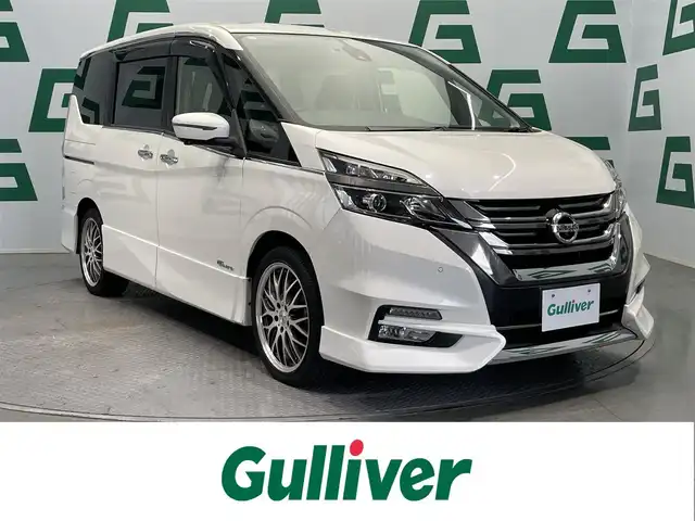 日産 セレナ ハイウェイスター 鹿児島県 2017(平29)年 4.4万km ブリリアントホワイトパール 純正ナビ/フルセグＴＶ/バック．全方位カメラ/フリップダウンモニター/ＥＴＣ/衝突軽減ブレーキ/アイドリングストップ/クルーズコントロール/ドライブレコーダー/両側パワースライドドア/コーナーセンサー