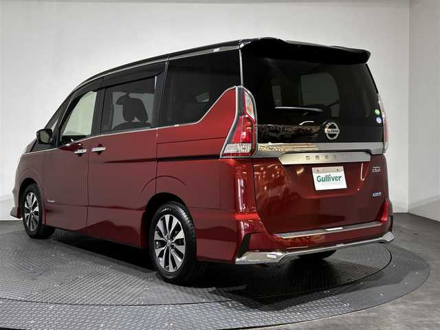 日産 セレナ ハイウェイスター Vセレクション 愛媛県 2018(平30)年 4.9万km マルーンレッド 2トーン ・９型ナビ/（フルセグＴＶ・ＢＴ・ＣＤ・ＤＶＤ・ＦＭ・ＡＭ・ＳＤ・ＵＳＢ・ＡＵＸ）/・全方位カメラ　/・ＥＴＣ　/・前方ドラレコ　/・１１型後席モニター　/・両側電動ドア　/・クルーズコントロール　/・パーキングアシスト/・衝突軽減ブレーキ