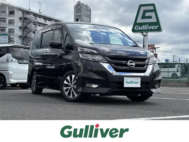 日産 セレナ ハイウェイスター 大分県 2017(平29)年 9.5万km ダイヤモンドブラック ・純正ナビ(CD.DVD.BT.SD)/・アラウンドビューモニター/・フルセグテレビ/・フリップダウンモニター/・エマージェンシーブレーキ/・コーナーセンサー/・両側パワースライドドア/・パーキングアシスト/・AC100V/・クルーズコントロール/・ETC/・ドライブレコーダー/・ウォークスルー/・スマートキー/・プッシュスタート