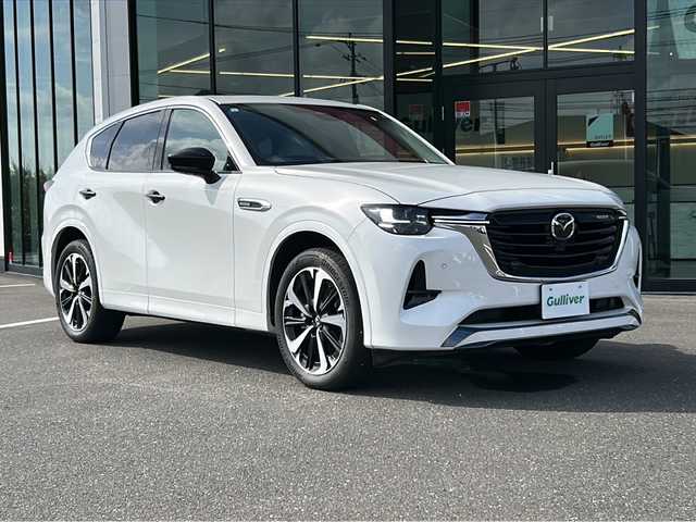 マツダ ＣＸ－６０ 鹿児島県 2023(令5)年 1.8万km ロジウムホワイトプレミアムメタリック クルーズコントロール/電動リアゲート（トランク）/ETC/オートライト/プッシュスタートボタン/フルセグ/純正ナビ/Bluetooth/パワーウィンドウ/レーンアシスト/パーキングアシスト/全方位バックカメラ