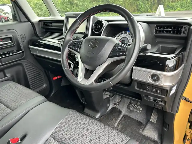 スズキ スペーシア カスタム HYBRID XS ターボ 鹿児島県 2018(平30)年 5.7万km アクティブイエロー/ブラック2トーンルーフ 両側パワースライドドア/クルーズコントロール/LEDヘッドライト/純正15インチアルミホイール/ステアリングスイッチ/アイドリングストップ/オートエアコン/スマートキー/社外ETC/クリアランスソナー
