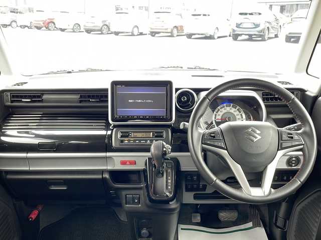 スズキ スペーシア カスタム HYBRID XS ターボ 山口県 2018(平30)年 5.4万km ブレイブカーキパール/ブラック2トーン 両側パワースライドドア/純正8インチナビ/・フルセグTV/・Bluetooth接続/・AM/FM/CD/DVD/デュアルセンサーブレーキサポート/全方位モニター/バックカメラ/ヘッドアップディスプレイ/パドルシフト/シートヒーター(D席)/ハーフレザーシート/後席サーキュレーター/純正15インチアルミホイール/LEDヘッドライト/オートライト/スマートキー/スペアキー1本