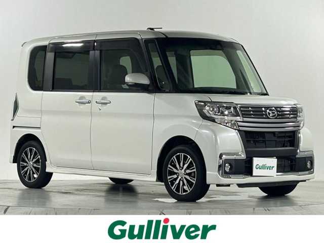 ダイハツ タント カスタムX トップED LTD SAⅢ 佐賀県 2018(平30)年 6.9万km パールホワイトⅢ 純正８インチナビ/（フルセグTV/CD/DVD/Bluetooth/SD録音）/後席モニター/衝突被害軽減ブレーキ/全方位カメラ/純正ドライブレコーダー/シートヒーター/両側パワースライドドア/ハーフレザーシート/純正アルミホイール/純正フロアマット/ＬＥＤヘッドライト/純正エンジンスターター/スペアキー/ワンオーナー/盗難防止装置/横滑り防止装置