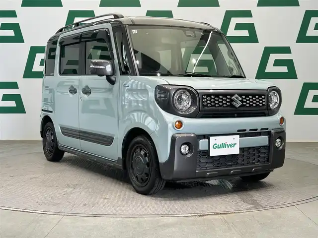 スズキ スペーシア ギア HYBRID XZ 鹿児島県 2019(令1)年 4万km オフブルーメタリック/ガンメタリック2トーンルーフ 全方位モニター/スズキセーフティサポート/両側パワースライドドア/アイドリングストップ/純正7インチメモリナビ【CN-RZ753W】/（CD/DVD/フルセグ/Bluetooth/SD）/社外前方ドライブレコーダー【DRV518S】/バックカメラ/ステアリングリモコン/前席シートヒーター/ルーフレール/後席シートバックテーブル/後席サーキュレーター/後席ロール式サンシェード/純正LEDヘッドライト/フロントフォグランプ/オートライト/純正ラバーマット