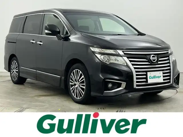 日産 エルグランド 250ハイウェイスターS 岡山県 2018(平30)年 6.8万km ファントムブラック 純正8インチナビ(MM516D-L)/(フルセグTV/CD/DVD/Blu-ray/Bluetooth/AUX)/両側パワースライドドア/ハーフレザー/ビルトインETC/LEDヘッドライト/バックカメラ/クルーズコントロール/社外ドライブレコーダー/プッシュスタート/スマートキー/アイドリングストップ/レーンキープアシスト/純正フロアマット/純正18インチアルミホイール/オートライト/フォグランプ