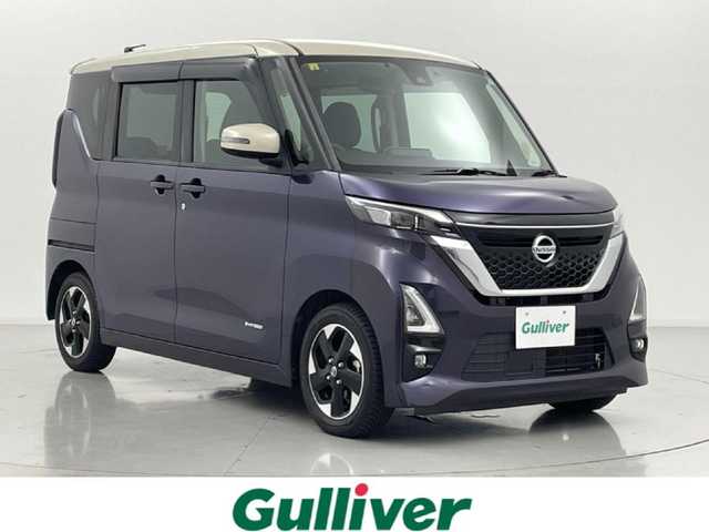 日産 ルークス HWS X プロパイロットED 熊本県 2020(令2)年 7.4万km パープルⅡ 純正9インチナビMM320D-L（ＣＤ・ＤＶＤ・フルセグ・ＢＴ）/全周囲カメラ　/純正前方ドライブレコーダー　/レーダークルーズコントロール/両側パワースライドドア　/前後クリアランスソナー　/プロパイロット　/エマージェンシーブレーキ　/レーンキープアシスト/車線逸脱防止支援システム/標識認識機能/先行車発進お知らせ/ふらつき警報機能/電動パーキング/ブレーキホールド/純正フロアマット/純正１４インチAW/オートライト/オートマチックハイビーム/フォグライト/LEDヘッドライト/スマートキー/プッシュスタート
