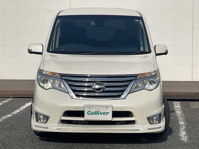 日産 セレナ ハイウェイS S HV Aセーフ 千葉県 2014(平26)年 8.3万km ブリリアントホワイトパール クロスギア　パノラマルーフ　8型ナビEX008V　アルパインフリップダウンモニター　全方位カメラ　全方位付ミラー　クルコン　パワスラ　エマブレ　ETC　防水シート　エアロ　HID　オートライト　コンビハンドル