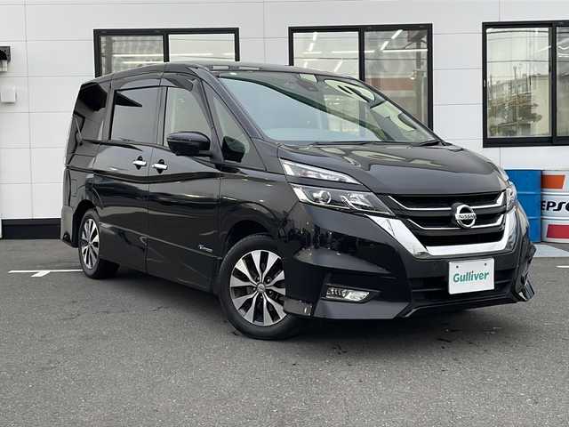 日産 セレナ ハイウェイスター Vセレクション 山口県 2018(平30)年 8.5万km ダイヤモンドブラック 純正SD８インチナビ【MM517D-L】/Bluetooth接続オーディオ/LEDヘッドライト/アラウンドビューモニター/エマージェンシーブレーキ/シートヒーター/両側パワースライドドア/ドアバイザー/パーキングアシスト/プッシュスタート/スマートキー/クルーズコントロール/ウィンカーミラー/アイドリングストップ/ETC/ドライブレコーダー