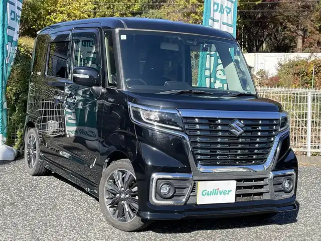 スズキ スペーシア カスタム HYBRID XS 埼玉県 2018(平30)年 8.5万km ブルーイッシュブラックパール3 社外ナビTV/バックカメラ/Fドラレコ/ビルトインETC/ハーフレザーシート/シートヒーター/両側パワースライドドア/天井サーキュレーター/LEDヘッドライト/リアクリアランスソナー/プッシュスタート/スマートキー/保証書付整備手帳/取扱説明書