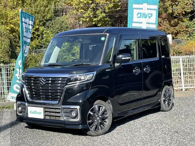 スズキ スペーシア カスタム HYBRID XS 埼玉県 2018(平30)年 8.5万km ブルーイッシュブラックパール3 社外ナビTV/バックカメラ/Fドラレコ/ビルトインETC/ハーフレザーシート/シートヒーター/両側パワースライドドア/天井サーキュレーター/LEDヘッドライト/リアクリアランスソナー/プッシュスタート/スマートキー/保証書付整備手帳/取扱説明書