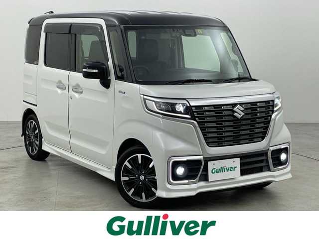 スズキ スペーシア カスタム HYBRID XS ターボ 福岡県 2018(平30)年 9.7万km ピュアホワイトパール/ブラック2トーン 社外ナビ（ＢＴ，フルセグＴＶ）　/バックカメラ　/ＥＴＣ/前後ドラレコ　/クルーズコントロール　/コーナーセンサー　/衝突軽減ブレーキ　/レーンキープ　/パドルシフト　/両側電動スライドドア　/シートヒーター　/ＬＥＤ