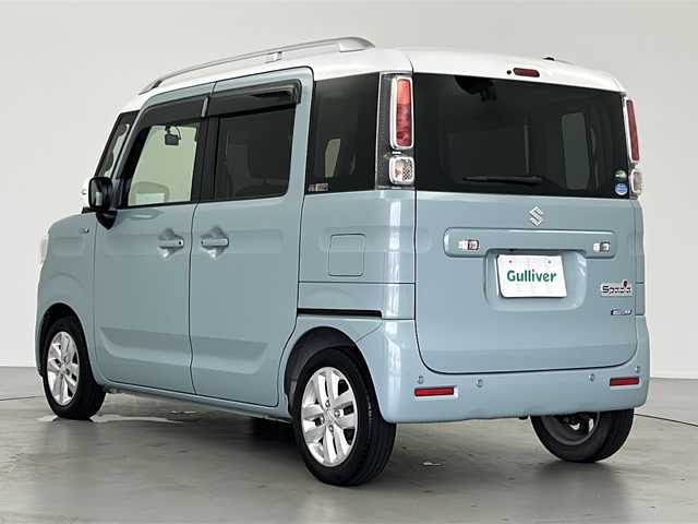 スズキ スペーシア HYBRID X 岐阜県 2019(令1)年 6.7万km オフブルーメタリック/ホワイト2トーン Panasonicナビ/（CD/DVD/TV/Bluetooth）/全周囲カメラ/運転席シートヒーター/両側パワースライド/衝突軽減ブレーキ/アイドリングストップ/横滑り防止システム/レーンキープアシスト/ドライブレコーダー/プッシュスタート/スマートキー/スペアキー