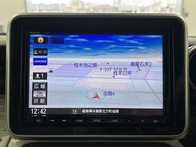 スズキ スペーシア HYBRID X 岐阜県 2019(令1)年 6.7万km オフブルーメタリック/ホワイト2トーン Panasonicナビ/（CD/DVD/TV/Bluetooth）/全周囲カメラ/運転席シートヒーター/両側パワースライド/衝突軽減ブレーキ/アイドリングストップ/横滑り防止システム/レーンキープアシスト/ドライブレコーダー/プッシュスタート/スマートキー/スペアキー