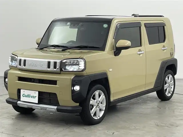 ダイハツ タフト G ターボ クロムベンチャー 福岡県 2021(令3)年 3.7万km サンドベージュメタリック ガラスルーフ　/社外ナビ（ＢＴ，フルセグＴＶ）　/バックカメラ　/ＥＴＣ　/前後ドラレコ　/ＡＣＣ　/コーナーセンサー　/スマートアシスト　/衝突被害軽減ブレーキ　/レーンキープ　/アイドリングストップ　/シートヒーター